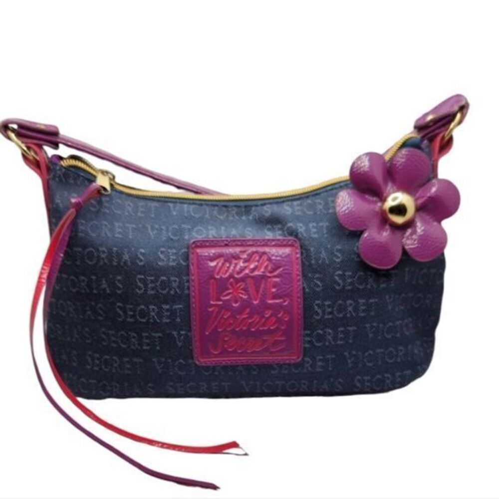 Victoria Secret With Love Vintage Denim Hobo Bag Womens Purse Shoulder Bag